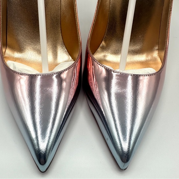 NEW Christian Louboutin Kate 100 Specchio Degrade Metallic Leather Rainbow Heels - Picture 2 of 9